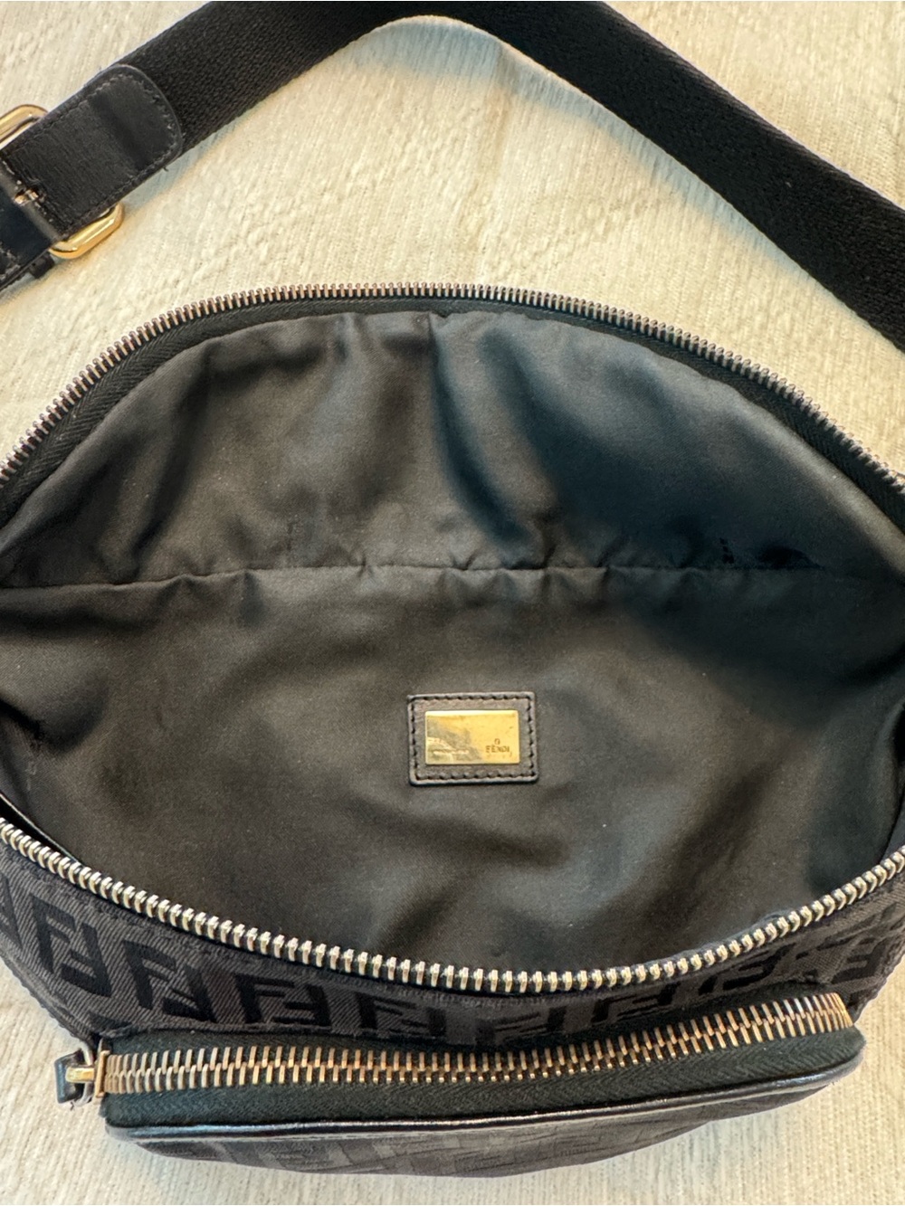 Authentic Fendi Zucchino Zucca Black Belt Bag / Bum Bag / Waist Bag Vintage Y2K - Picture 9 of 12